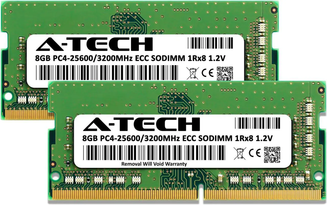 Alt view image 2 of 6 - A-Tech 16GB (2x8GB) DDR4 3200 MHz ECC SODIMM PC4-25600 ECC Unbuffered SO-DIMM 260-Pin 1.2V 1Rx8 Single Rank RAM Memory Upgrade Kit for Microservers, Mobile Workstations, and NAS Servers