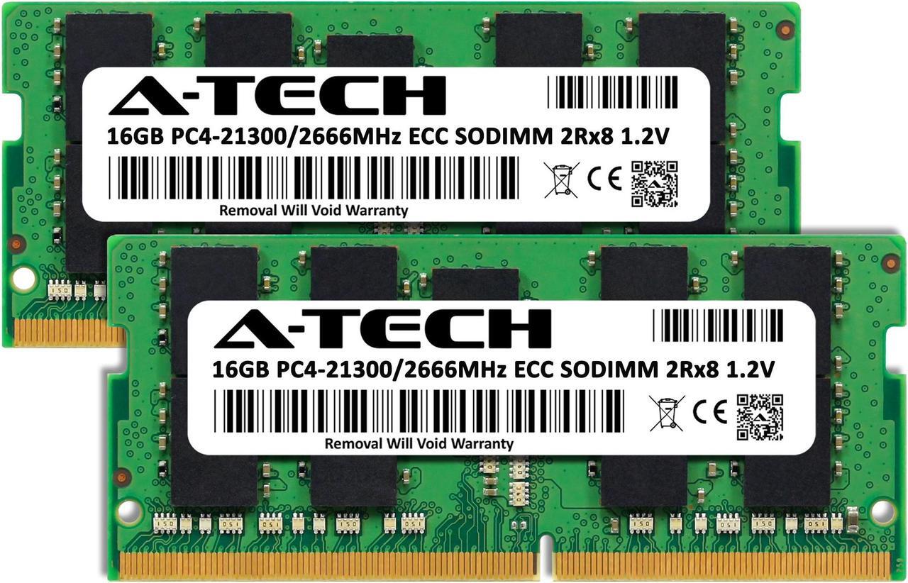 Alt view image 2 of 6 - A-Tech 32GB (2x16GB) DDR4 2666 MHz ECC SODIMM PC4-21300 ECC Unbuffered SO-DIMM 260-Pin 1.2V 2Rx8 Dual Rank RAM Memory Upgrade Kit for Microservers, Mobile Workstations, and NAS Servers
