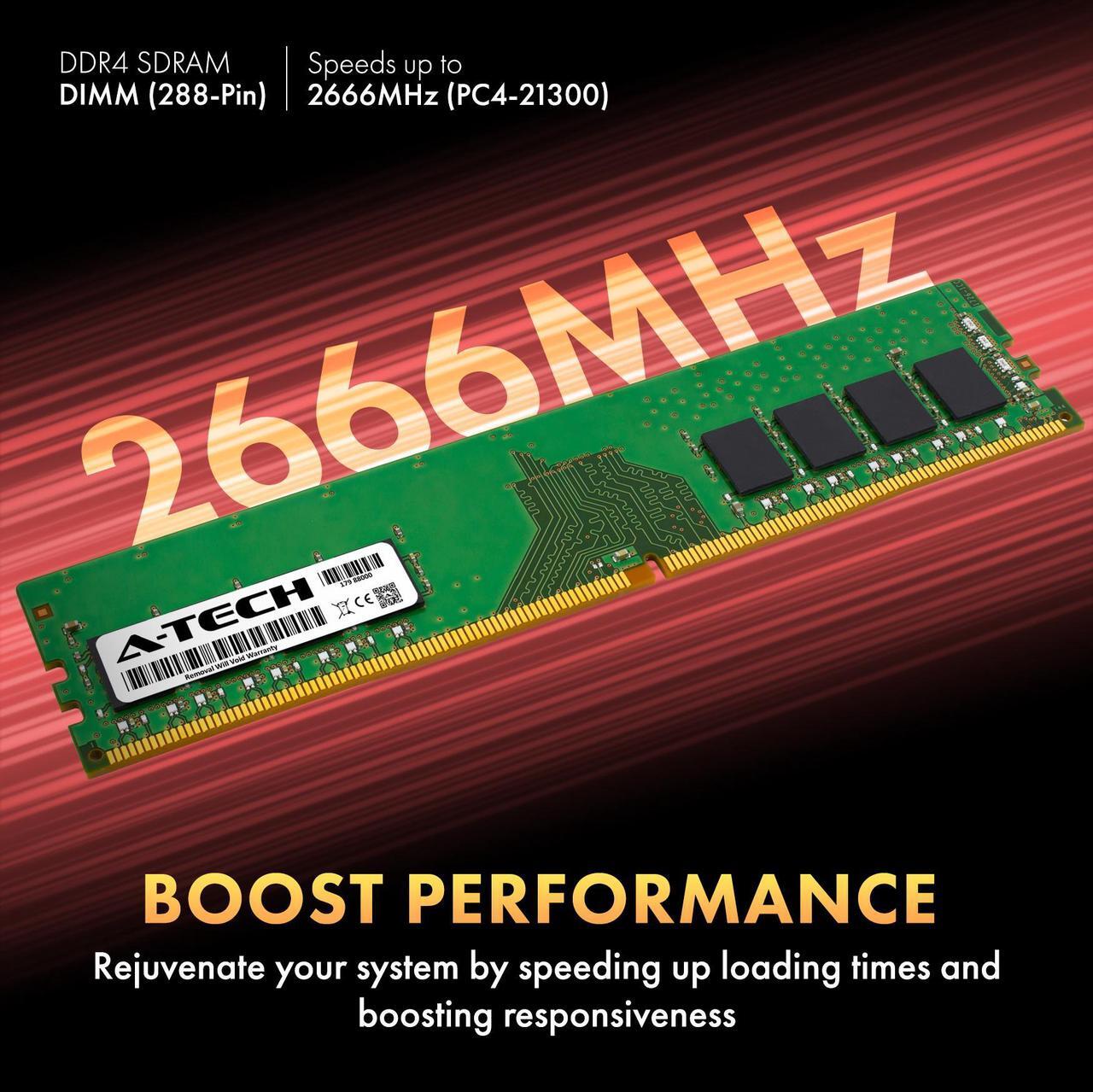 Alt view image 4 of 7 - A-Tech 64GB (4x16GB) DDR4 2666MHz DIMM PC4-21300 UDIMM Non-ECC Unbuffered CL19 1.2V 288-Pin Desktop Computer RAM Memory Upgrade Kit
