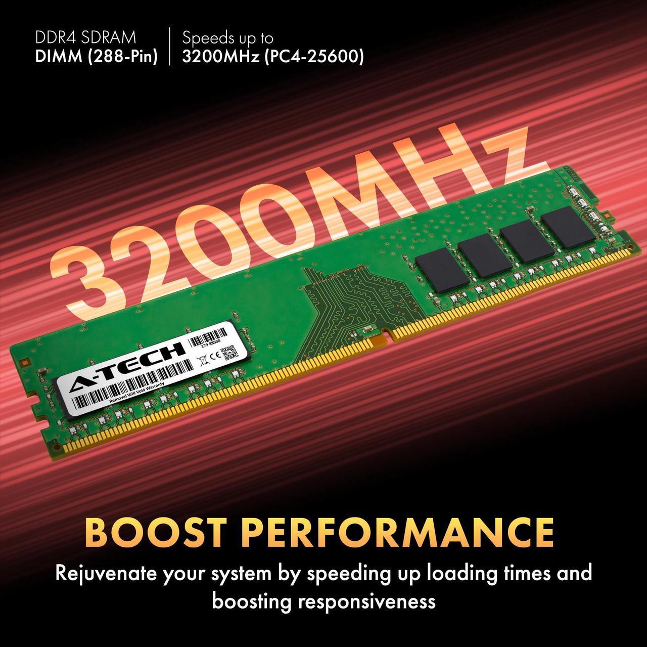 Alt view image 4 of 7 - A-Tech 64GB (4x16GB) DDR4 3200MHz DIMM PC4-25600 UDIMM Non-ECC Unbuffered CL22 1.2V 288-Pin Desktop Computer RAM Memory Upgrade Kit