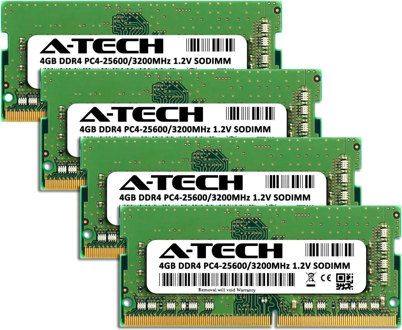 Alt view image 2 of 7 - A-Tech 16GB (4x4GB) DDR4 3200MHz SODIMM PC4-25600 Non-ECC CL22 1.2V 260-Pin SO-DIMM Laptop Notebook Computer RAM Memory Upgrade Kit