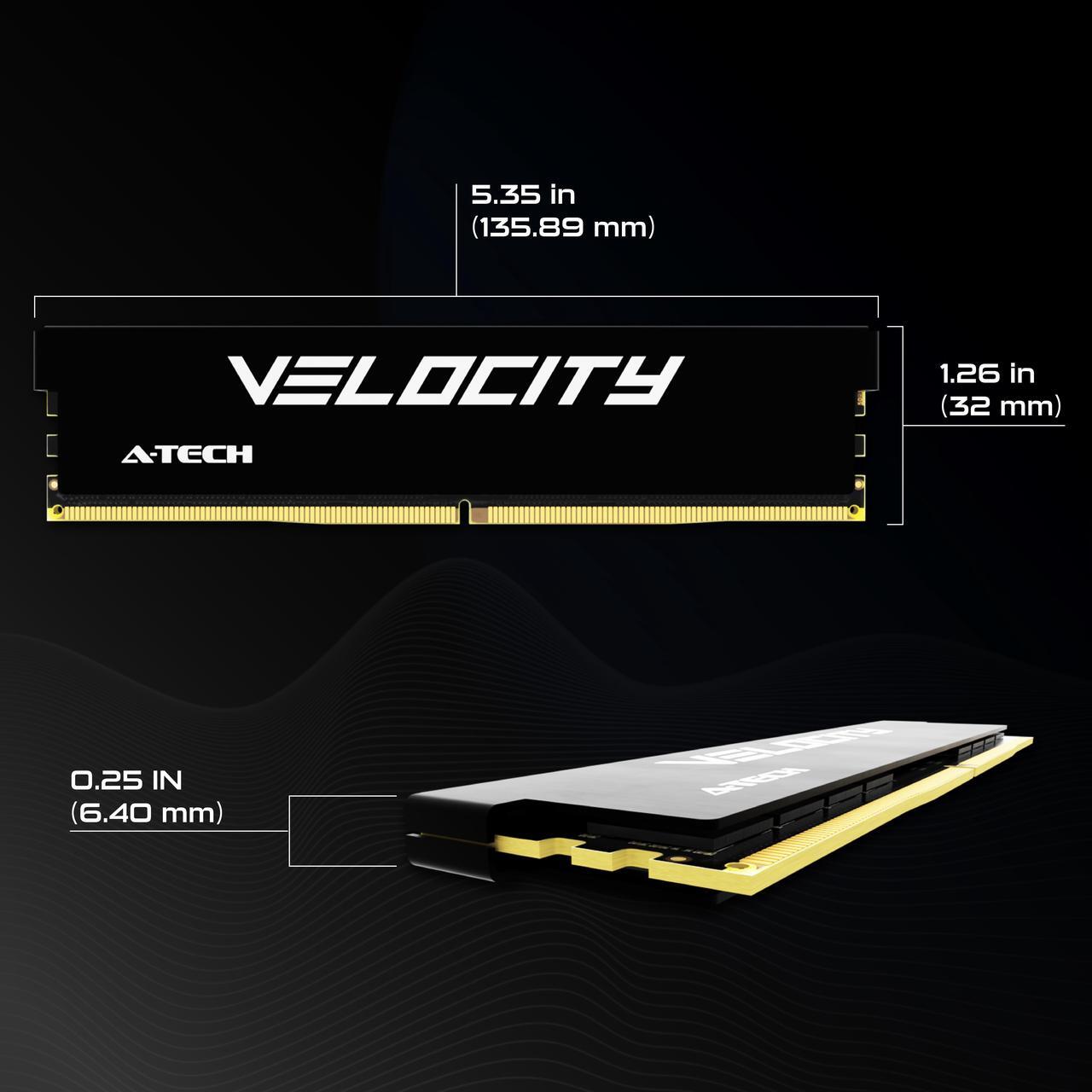 Alt view image 6 of 6 - A-Tech Velocity 32GB (2x16GB) DDR5 5600MHz (PC5-44800) CL46 XMP 3.0 UDIMM 1.1V Non-ECC DIMM 288-Pin Desktop PC Gaming Memory RAM Kit - Black (AV2K16G5D56X)