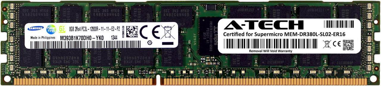 Main image of Supermicro Certified MEM-DR380L-SL02-ER16 | Samsung M393B1K70DH0-YK0 | 8GB PC3-12800 DDR3 1600MHz 2Rx4 Dual Rank ECC RDIMM Registered 240-Pin Server Memory RAM