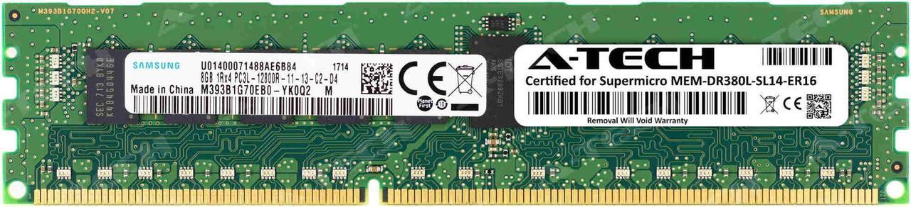 Main image of Supermicro Certified MEM-DR380L-SL14-ER16 | Samsung M393B1G70EB0-YK0 | 8GB PC3-12800 DDR3 1600MHz 1Rx4 Single Rank ECC RDIMM Registered 240-Pin Server Memory RAM