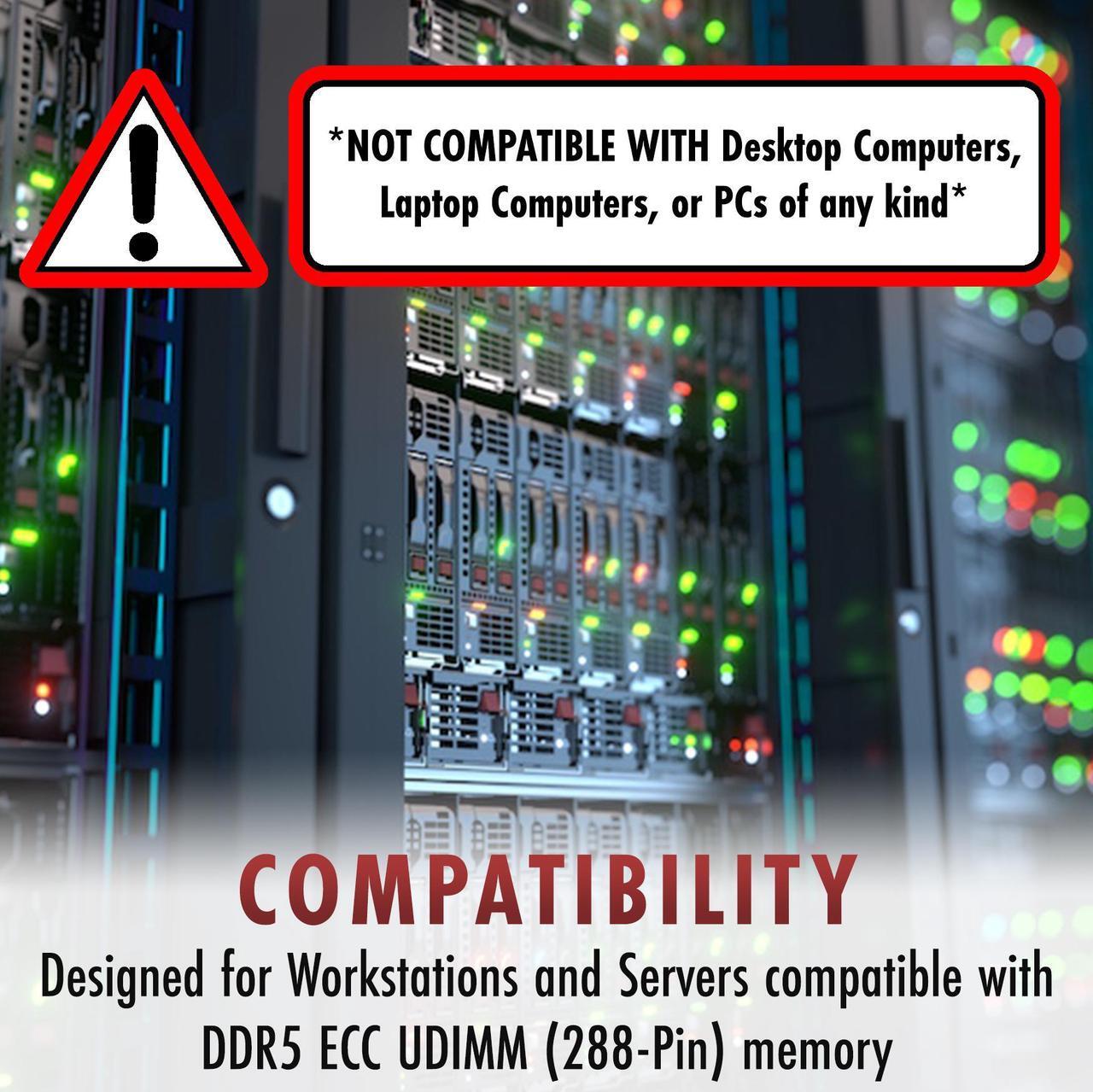Alt view image 4 of 6 - A-Tech 512GB (8x64GB) 2Rx8 PC5-44800E DDR5 PC5-44800 MHz ECC UDIMM Unbuffered DIMM 288-Pin Dual Rank x8 Server & Workstation RAM Memory Upgrade Kit