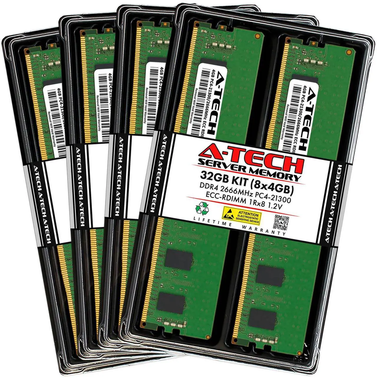 Main image of A-Tech 32GB (8x4GB) 1Rx8 PC4-21300R DDR4 2666 MHz ECC RDIMM Registered DIMM 288-Pin Single Rank x8 Server & Workstation RAM Memory Upgrade Kit