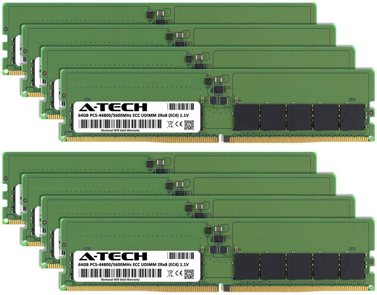 Alt view image 2 of 6 - A-Tech 512GB (8x64GB) 2Rx8 PC5-44800E DDR5 PC5-44800 MHz ECC UDIMM Unbuffered DIMM 288-Pin Dual Rank x8 Server & Workstation RAM Memory Upgrade Kit