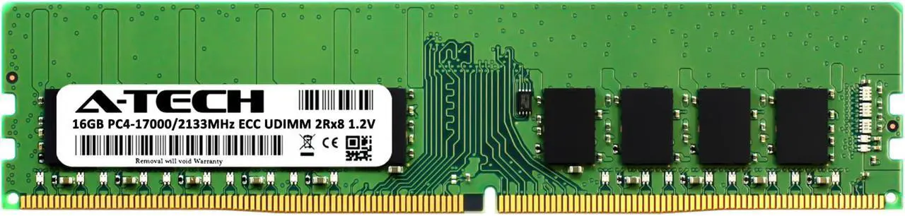 Alt view image 2 of 4 - A-Tech 16GB 2Rx8 PC4-17000 DDR4 2133 ECC UDIMM Unbuffered DIMM 288-Pin Dual Rank x8 Server RAM Memory Module