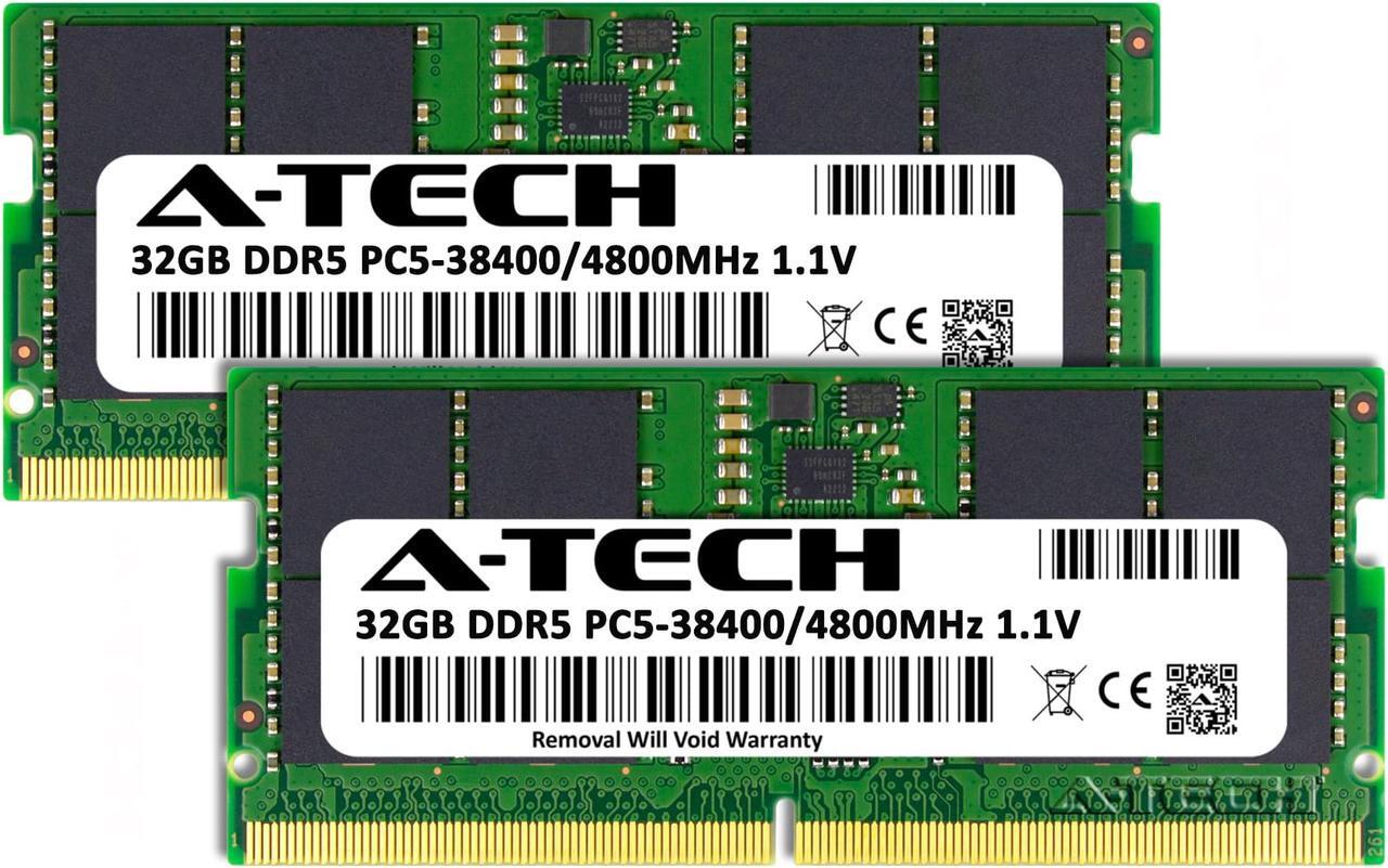 Alt view image 2 of 7 - A-Tech 64GB Kit (2 x 32GB) DDR5 4800MHz SODIMM PC5-38400 Non-ECC Unbuffered CL40 1.1V 262-Pin SO-DIMM Laptop Notebook Computer RAM Memory Upgrade Modules
