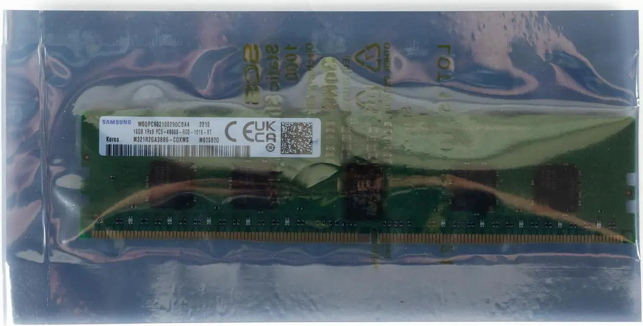Alt view image 3 of 5 - Samsung M321R2GA3BB6-CQK 16GB DDR5-4800 REG EC8 RDIMM PC5-38400R ECC Registered DIMM 288-Pin 1Rx8 1.1V Server Memory RAM Module