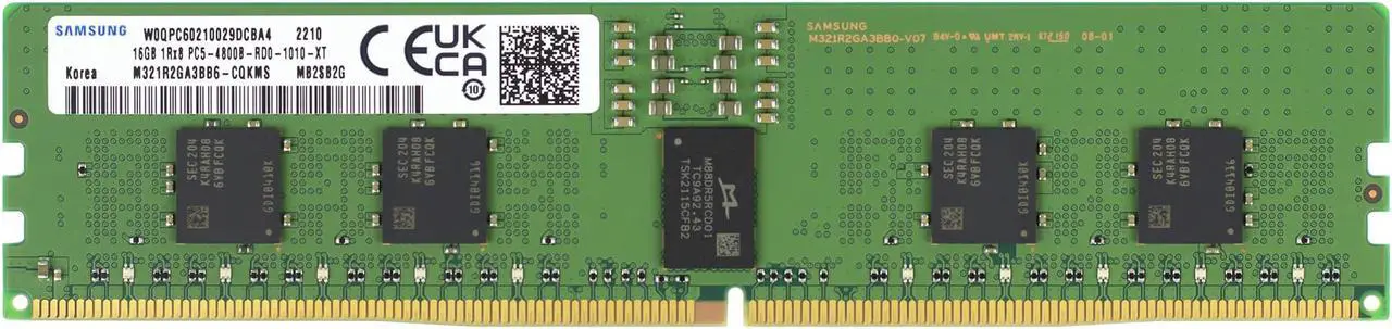 Main image of Samsung M321R2GA3BB6-CQK 16GB DDR5-4800 REG EC8 RDIMM PC5-38400R ECC Registered DIMM 288-Pin 1Rx8 1.1V Server Memory RAM Module