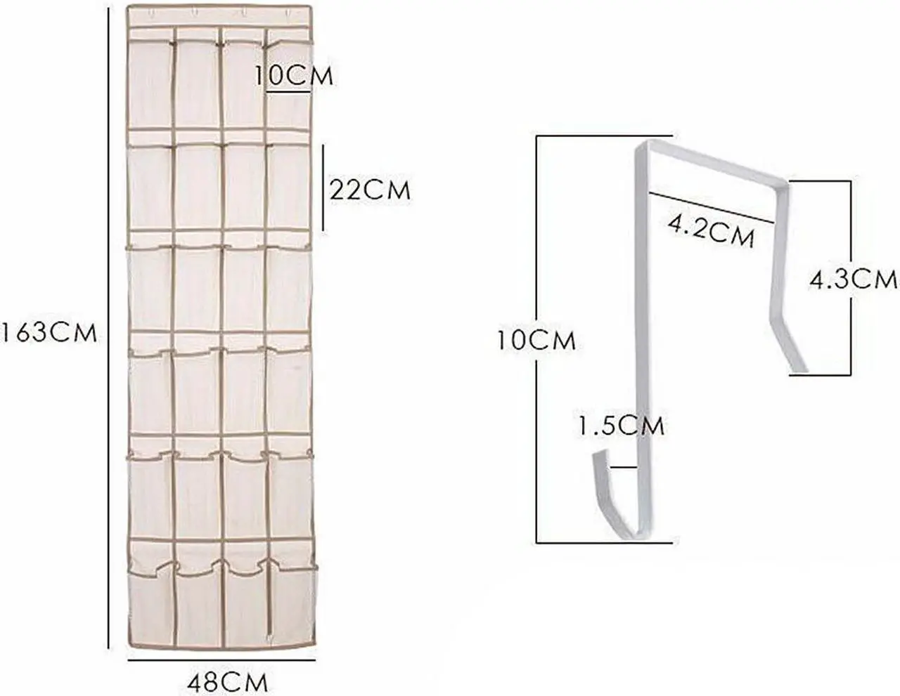 Alt view image 2 of 7 - 24 Wide Pockets Over the Door Shoe Organizer Hanging Shoe Holder PVC