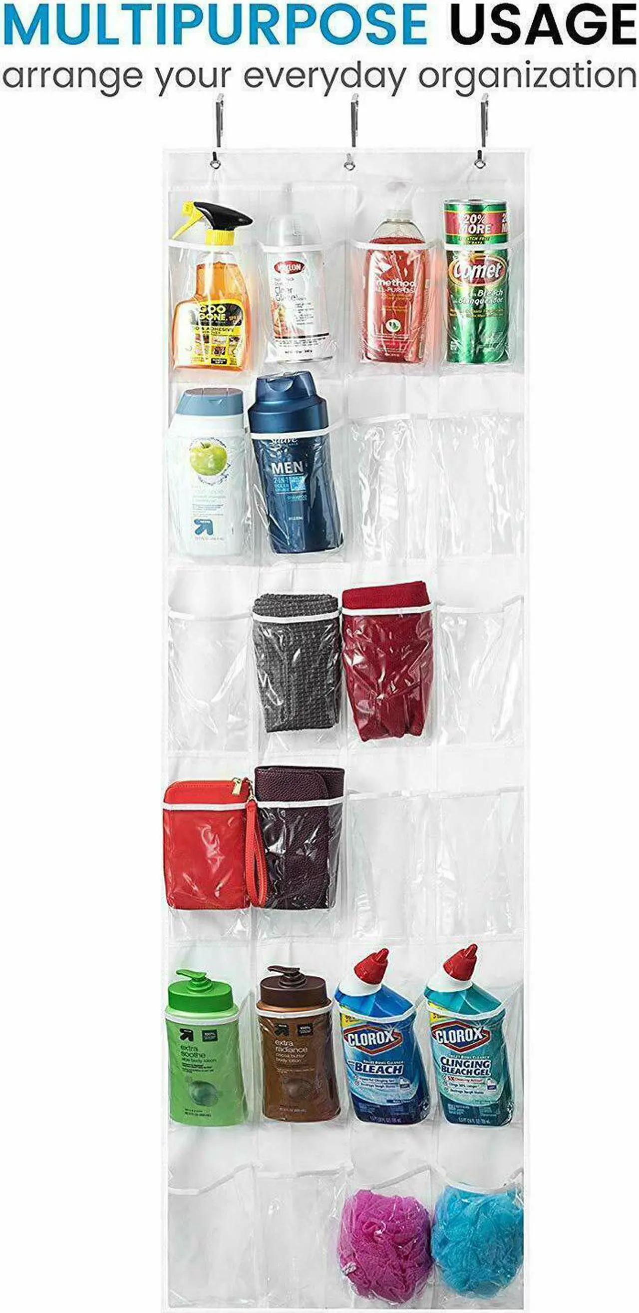 Alt view image 5 of 7 - 24 Wide Pockets Over the Door Shoe Organizer Hanging Shoe Holder PVC