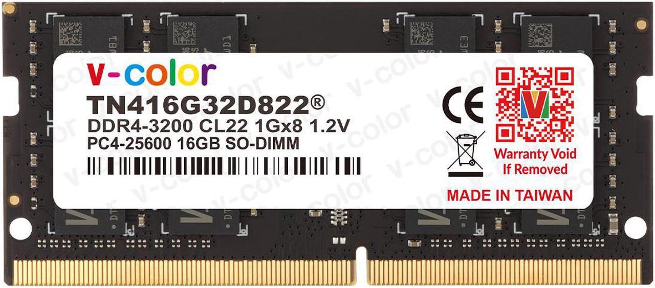 Main image of V-COLOR 16GB (1x16GB) 3200MHz DDR4 SO-DIMM for Laptop Notebook Memory 1.2V CL22 260-Pin (TN416G32D822)