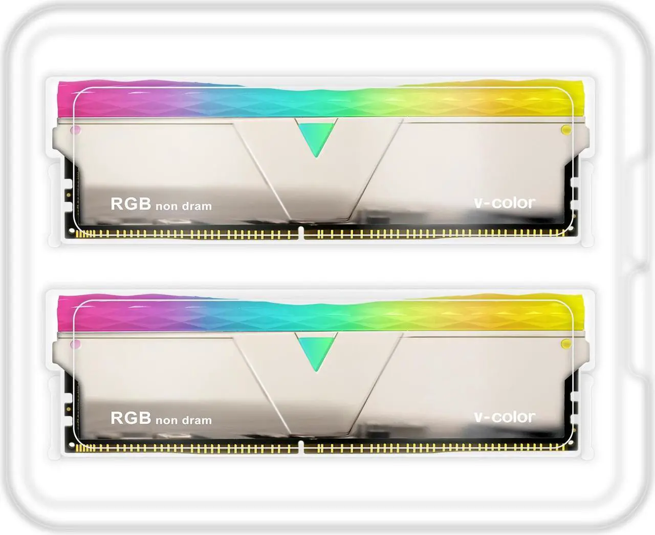 Alt view image 3 of 5 - V-COLOR Prism Pro RGB 2x0GB Dummy Module kit DDR4 RAM Light Enhancement Kit (Physical Memory not included) - Silver (TY-E6PYSWK)