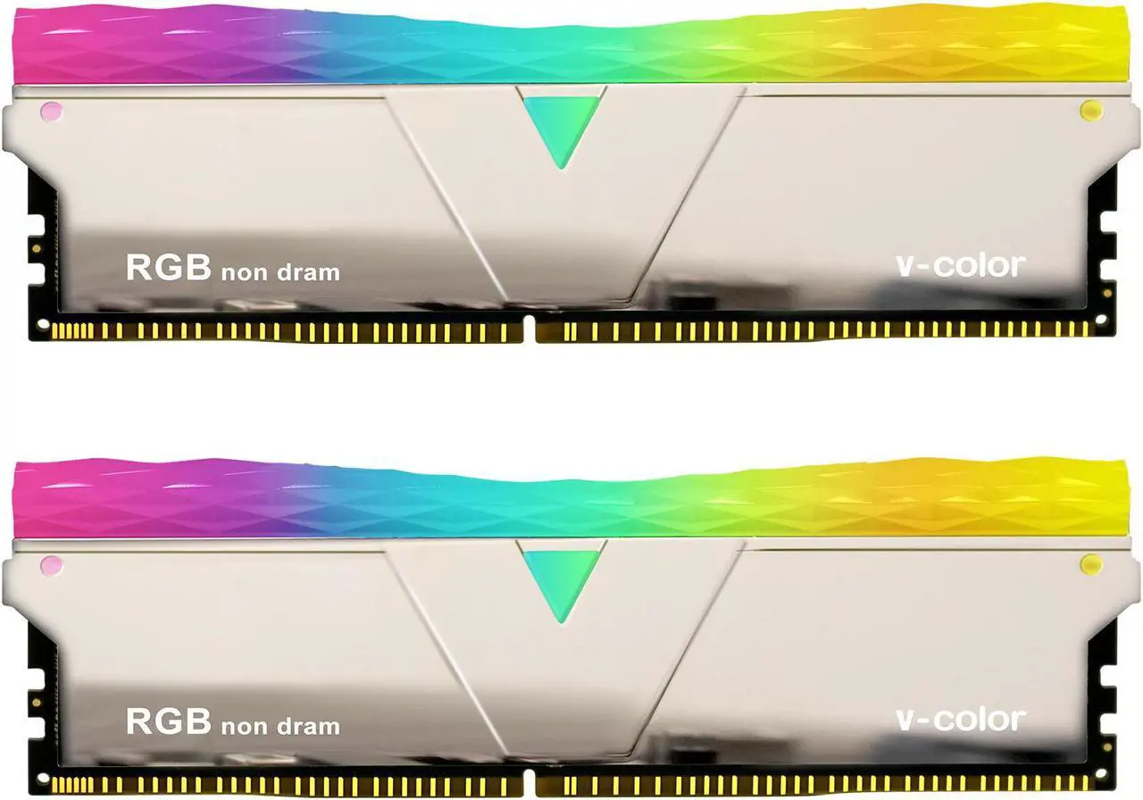 Alt view image 2 of 5 - V-COLOR Prism Pro RGB 2x0GB Dummy Module kit DDR4 RAM Light Enhancement Kit (Physical Memory not included) - Silver (TY-E6PYSWK)