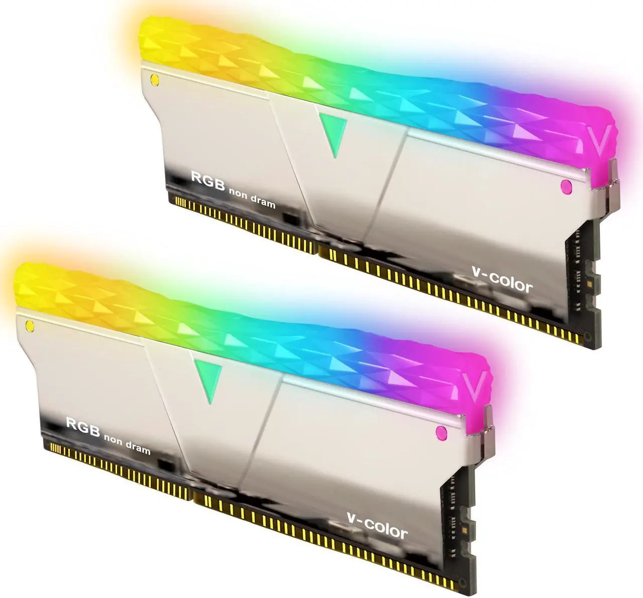 Main image of V-COLOR Prism Pro RGB 2x0GB Dummy Module kit DDR4 RAM Light Enhancement Kit (Physical Memory not included) - Silver (TY-E6PYSWK)