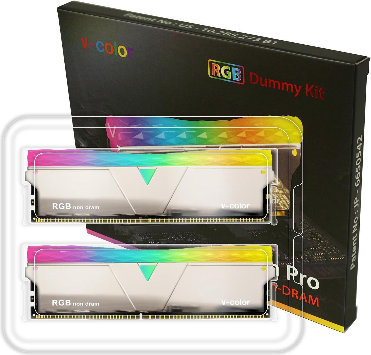 Alt view image 5 of 5 - V-COLOR Prism Pro RGB 2x0GB Dummy Module kit DDR4 RAM Light Enhancement Kit (Physical Memory not included) - Silver (TY-E6PYSWK)