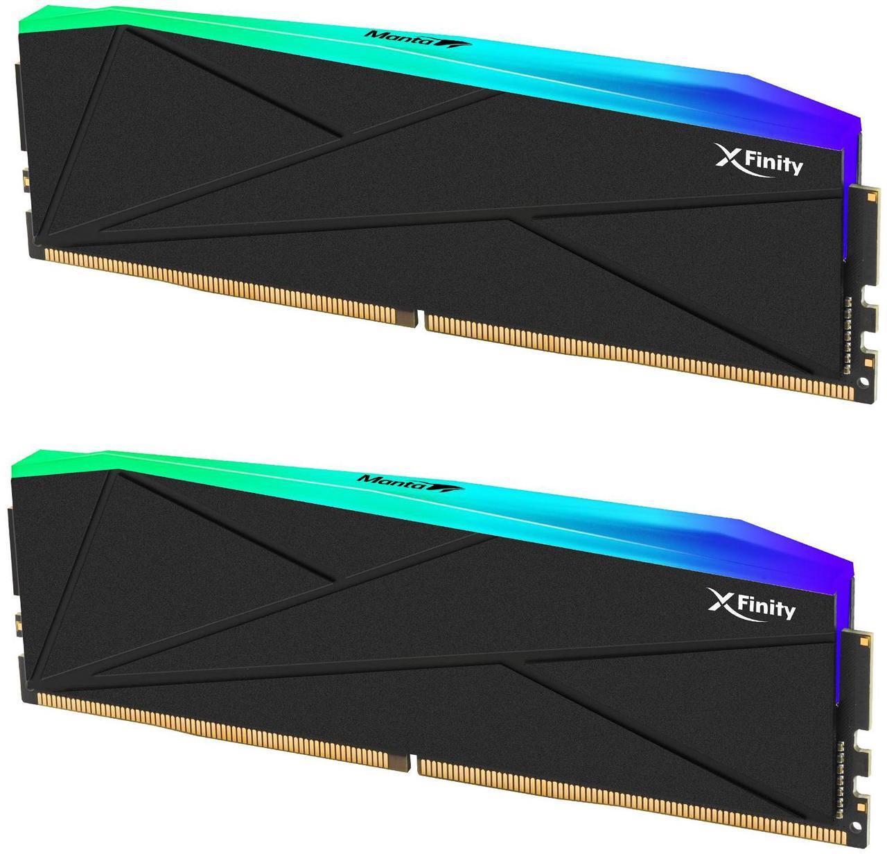 Alt view image 2 of 2 - V-COLOR Manta XFinity RGB DDR5 32GB (16GBx2) 7600MHz XMP 3.0 and AMD EXPO CL38 1.45V RGB Gaming Desktop Upgrade RAM U-DIMM Memory Module SK Hynix IC - BLACK (TMXFL1676838KWK)