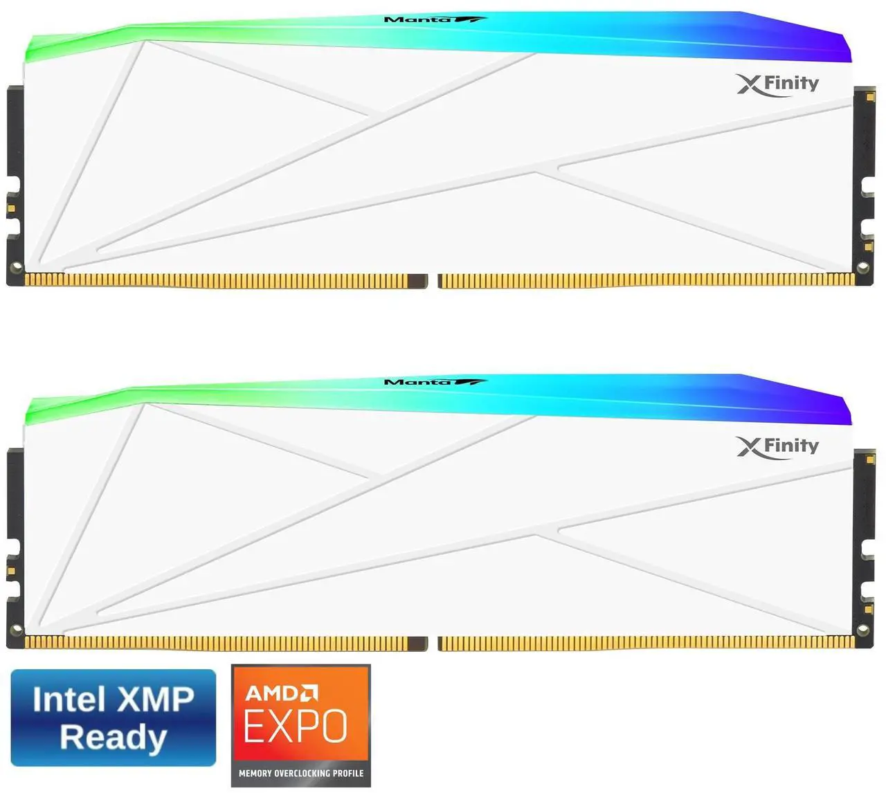 Main image of V-COLOR Manta XFinity RGB DDR5 48GB (24GBx2) 7200MHz XMP 3.0 & AMD EXPO CL34 1.4V RGB Gaming Desktop Upgrade RAM U-DIMM Memory Module SK Hynix IC - WHITE (TMXFL2472834WWK)