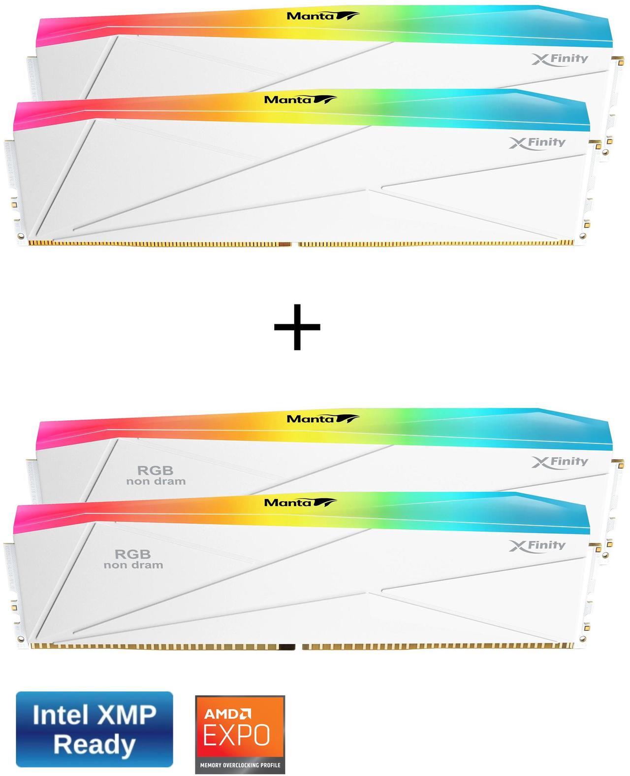 Main image of V-COLOR DDR5 SCC 2+2 KIT Manta XFinity 32GB(16GBx2) 7200MHz with RGB Filler kit CL34 1.4V RGB Gaming Desktop Upgrade RAM Memory Module - White (TMXFL1672834WW-DW)