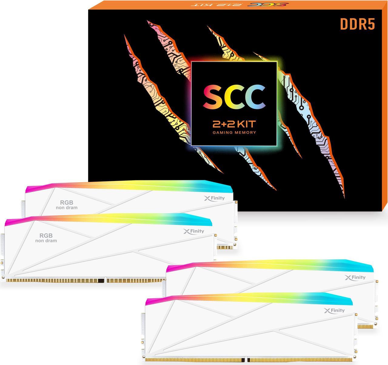 Alt view image 4 of 4 - V-COLOR DDR5 SCC 2+2 KIT Manta XFinity 32GB(16GBx2) 8000MHz with RGB Filler kit CL38 1.45V RGB Gaming Desktop Upgrade RAM Memory Module - White (TMXFL1680838WW-DW)
