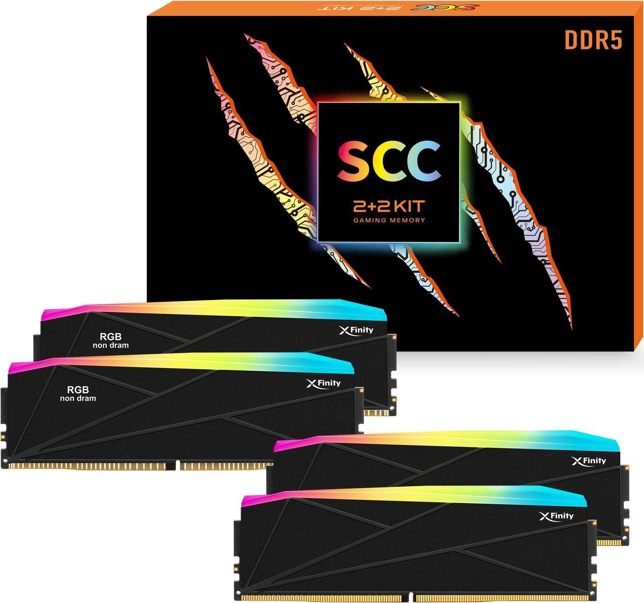 Alt view image 4 of 4 - V-COLOR DDR5 SCC 2+2 KIT Manta XFinity 32GB(16GBx2) 7200MHz with RGB Filler kit CL34 1.4V RGB Gaming Desktop Upgrade RAM Memory Module - Black (TMXFL1672834KW-DK)