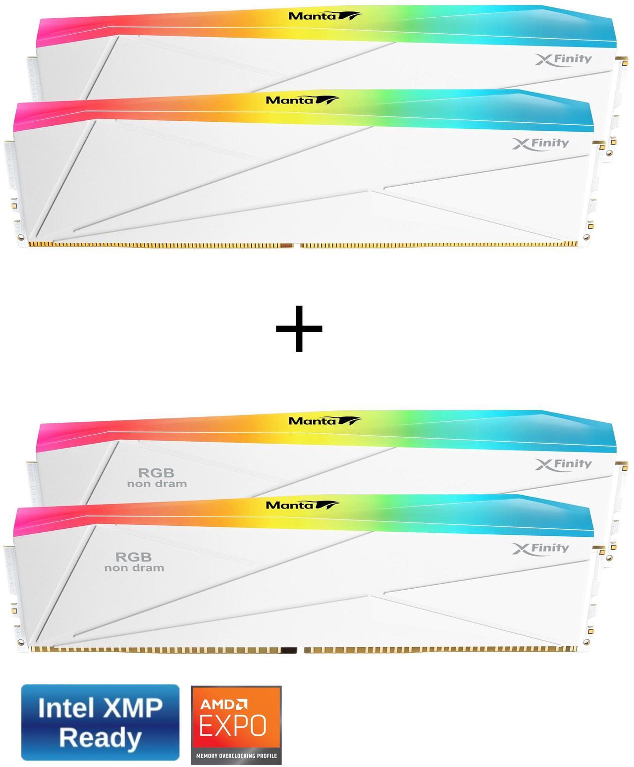 Main image of V-COLOR DDR5 SCC 2+2 KIT Manta XFinity 48GB(24GBx2) 7600MHz with RGB Filler kit CL36 1.4V RGB Gaming Desktop Upgrade RAM Memory Module - White (TMXFL2476836WW-DW)