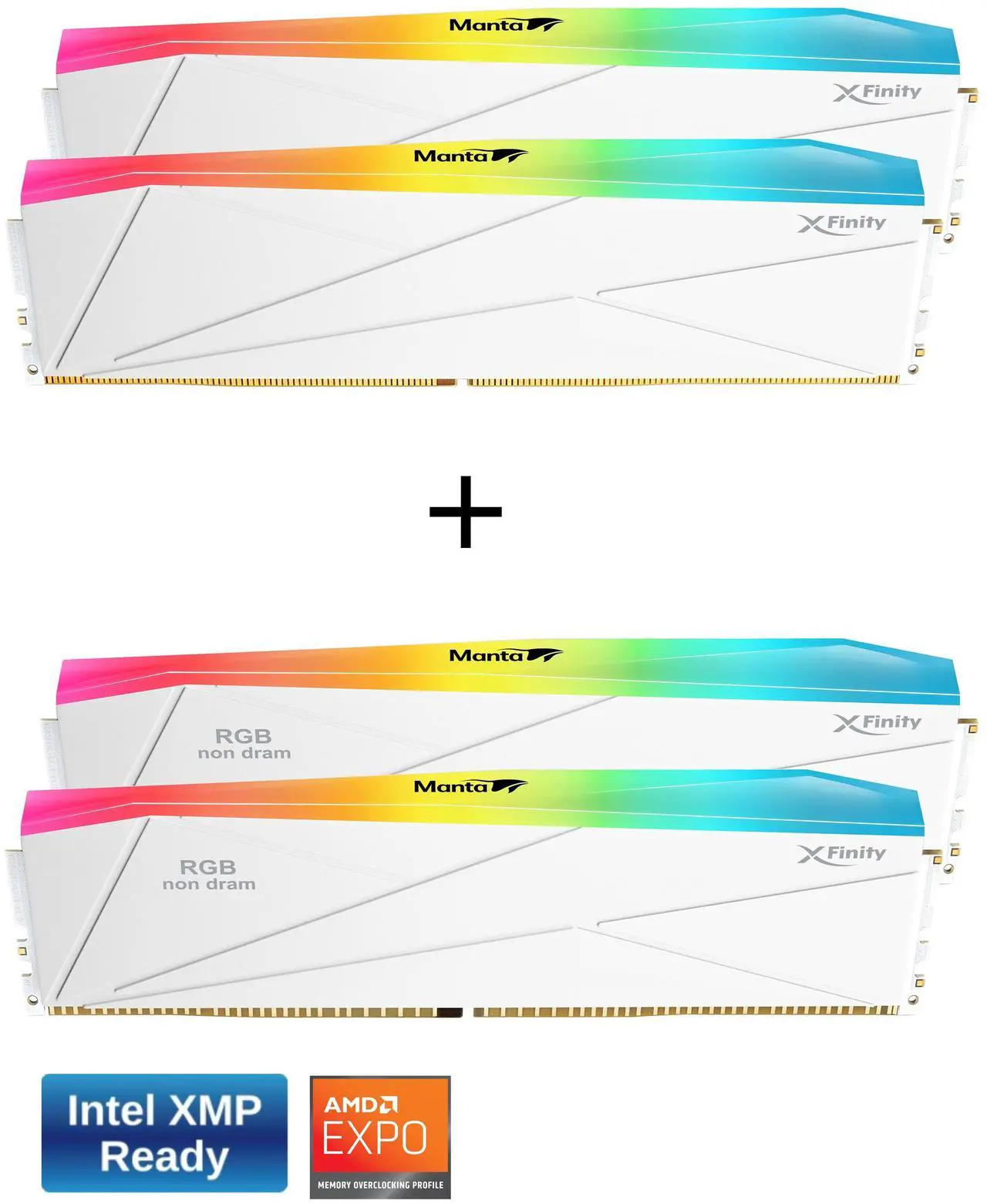 Main image of V-COLOR DDR5 SCC 2+2 KIT Manta XFinity 48GB(24GBx2) 8000MHz with RGB Filler kit CL38 1.4V RGB Gaming Desktop Upgrade RAM Memory Module - White (TMXFL2480838WW-DW)
