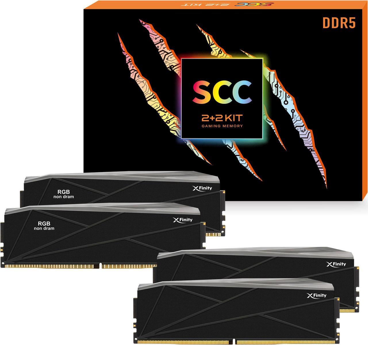 Alt view image 4 of 4 - V-COLOR DDR5 SCC 2+2 KIT Manta XFinity 48GB(24GBx2) 8000MHz CUDIMM with RGB Filler kit CL38 1.4V RGB Gaming Desktop Upgrade RAM Memory Module - Black/Silver (TMXFCL2480838KS-DK)