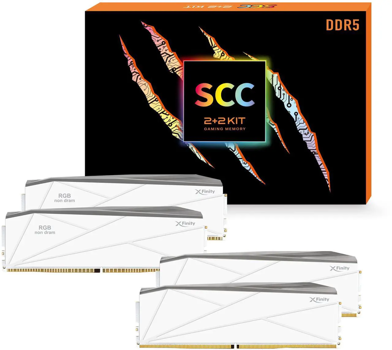 Alt view image 4 of 4 - V-COLOR DDR5 SCC 2+2 KIT Manta XFinity 48GB(24GBx2) 8400MHz CUDIMM with RGB Filler kit CL40 1.4V RGB Gaming Desktop Upgrade RAM Memory Module - White/Silver (TMXFCL2484840WS-DW)