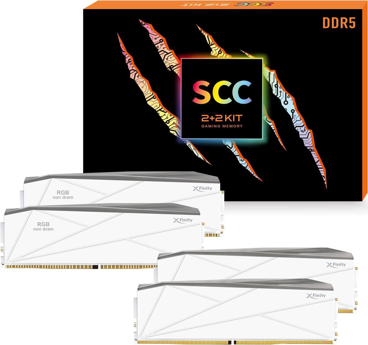 Alt view image 4 of 4 - V-COLOR DDR5 SCC 2+2 KIT Manta XFinity 48GB(24GBx2) 8600MHz CUDIMM with RGB Filler kit CL40 1.45V RGB Gaming Desktop Upgrade RAM Memory Module - White/Silver (TMXFCL2486840WS-DW)