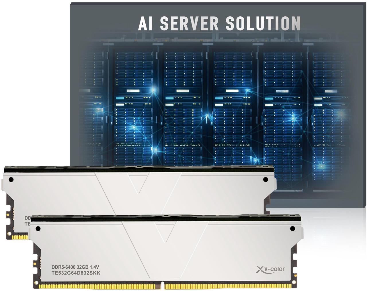 Alt view image 2 of 3 - V-Color DDR5 32GB (16GBx2) 6400MHz CL32 1Rx8 OC ECC UNBUFFERED DIMM 1.4V (Overclocking ECC UDIMM) Memory Ram for Server (TE516G64S832SKK)