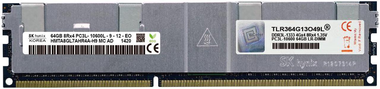 Main image of v-color 64GB DDR3 SDRAM ECC Load Reduced DIMM DDR3 1333MHz(PC3-10600) SK Hynix IC Server Memory Model TLR364G13O49L