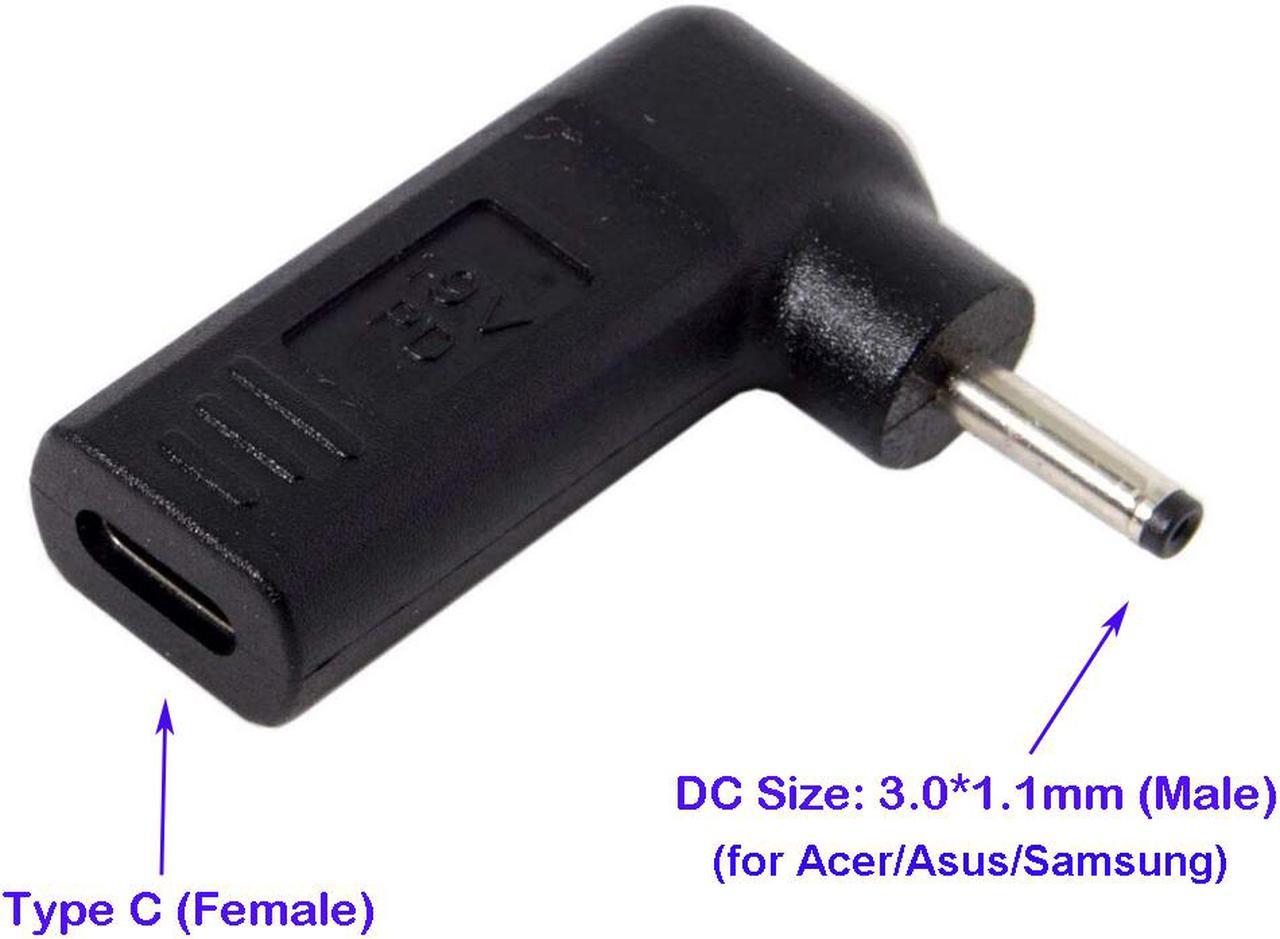 PD Adapter TYPE C USB-C to DC Tip 3.0x1.1mm Power Adapter Converter for Acer Aspire S3 S5 S7 Iconia Tab W500 W700 Samsung Series 5 9 Ultrabook Asus Zenbook UX21 UX21E UX31 Transformer Book T200 T200T