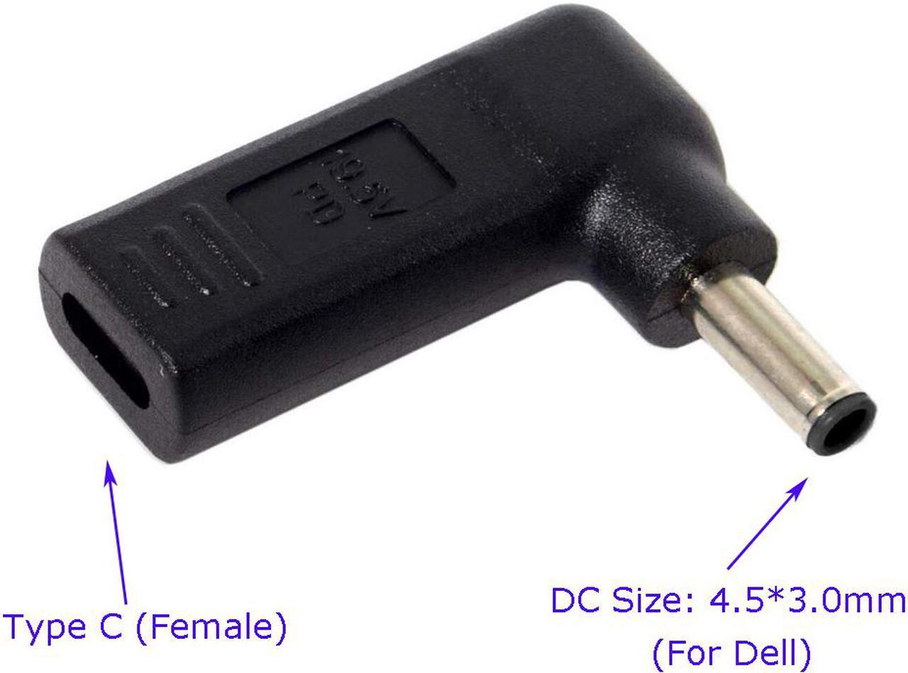 Laptop Adapter Connector Tip Converter USB 3.1 Type C Female to 4.5mm 3.0mm DC Tip Power Jack for Dell 65W or below laptops