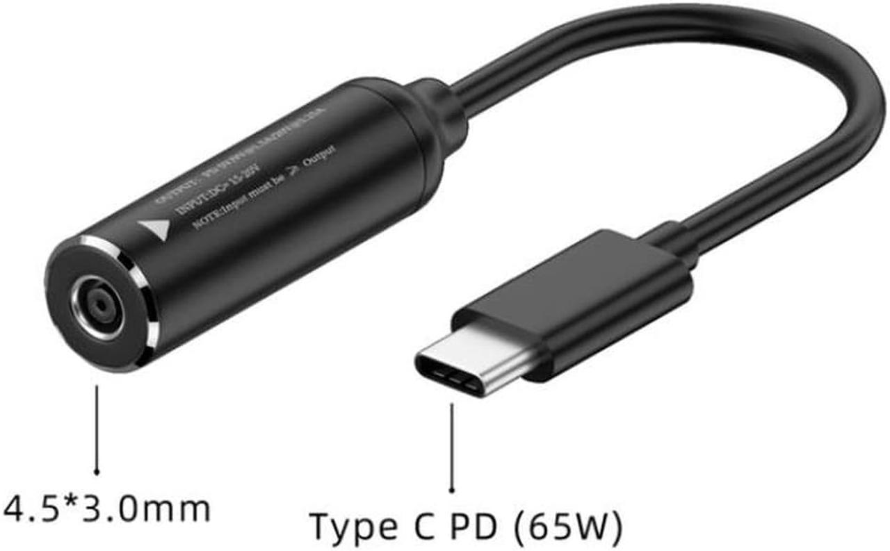 DC 4.5x3.0mm Female to USB Type C PD Charger Cable Power Cable for MacBook Lenovo Samsung Dell HP, other USB C Devices