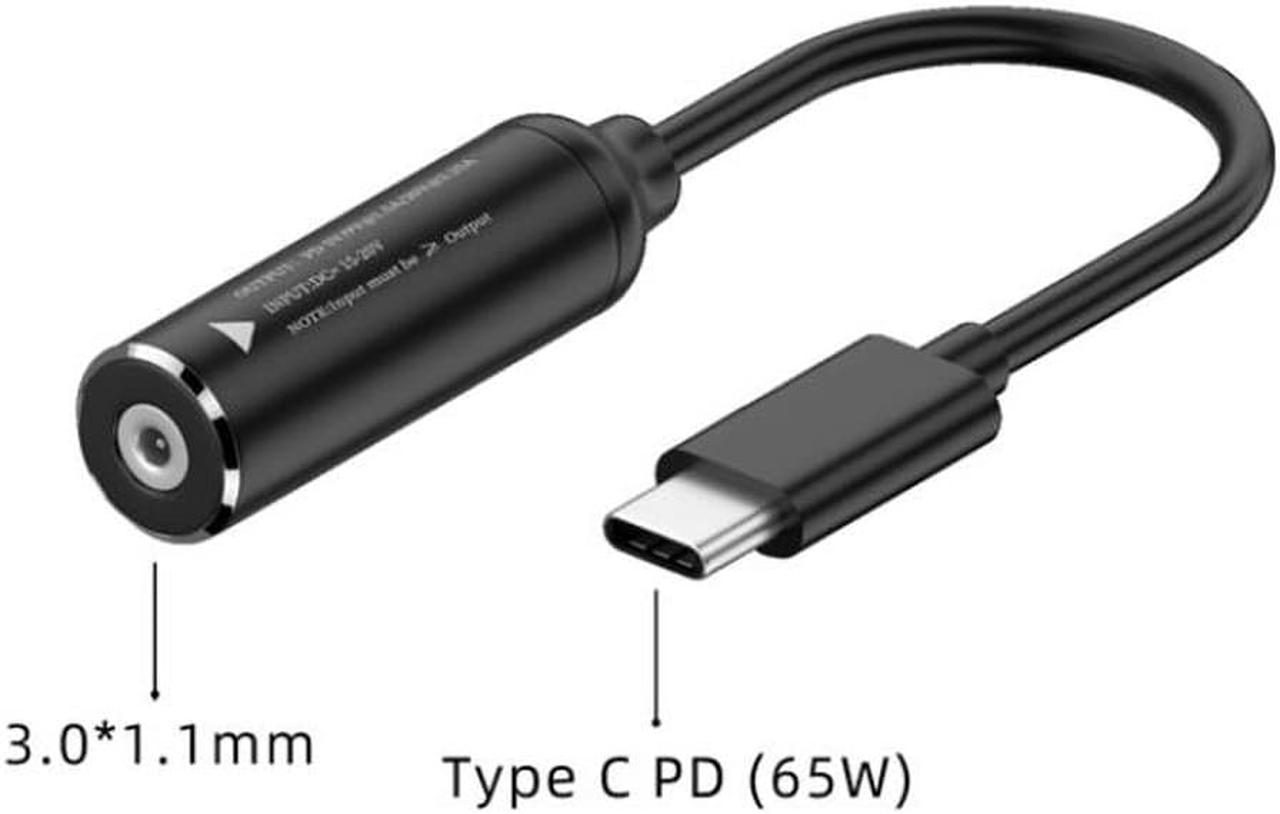 DC 3.0x1.1mm Female to USB Type C PD Charger Cable Power Cable for MacBook Lenovo Samsung Dell HP, other USB C Devices