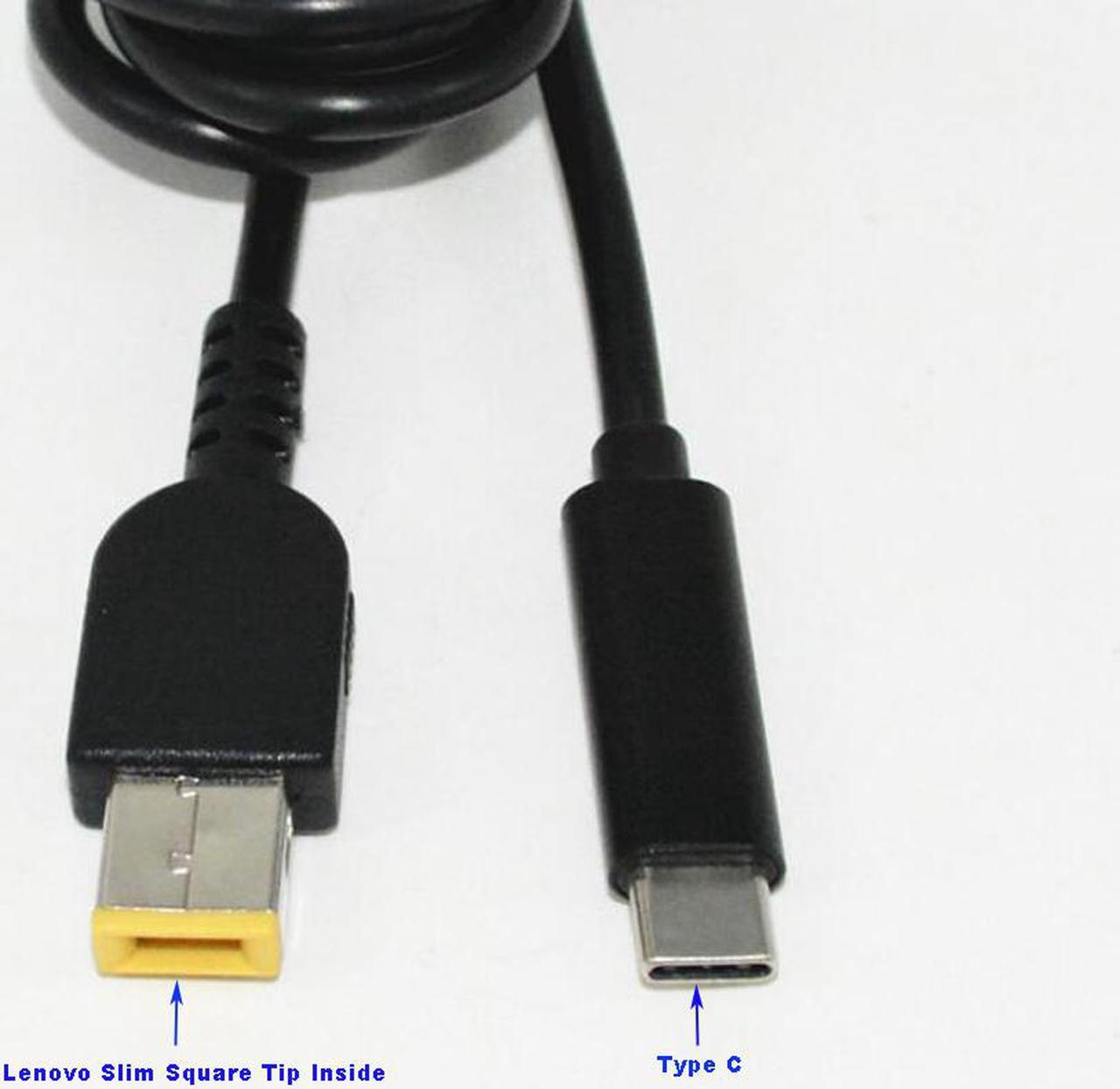 USB-C Type-C to Slim Tip Power Cable works with for Lenovo 65W Slim tip laptops