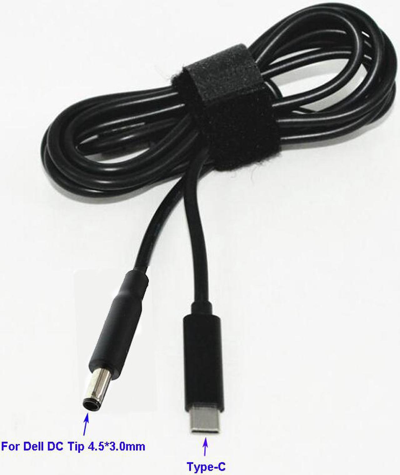 USB-C Type C to 4.5mm 3.0mm (Black Tip) Charging Power Cable for Dell 65W 4.5mm*3.0mm DC Tip Laptops