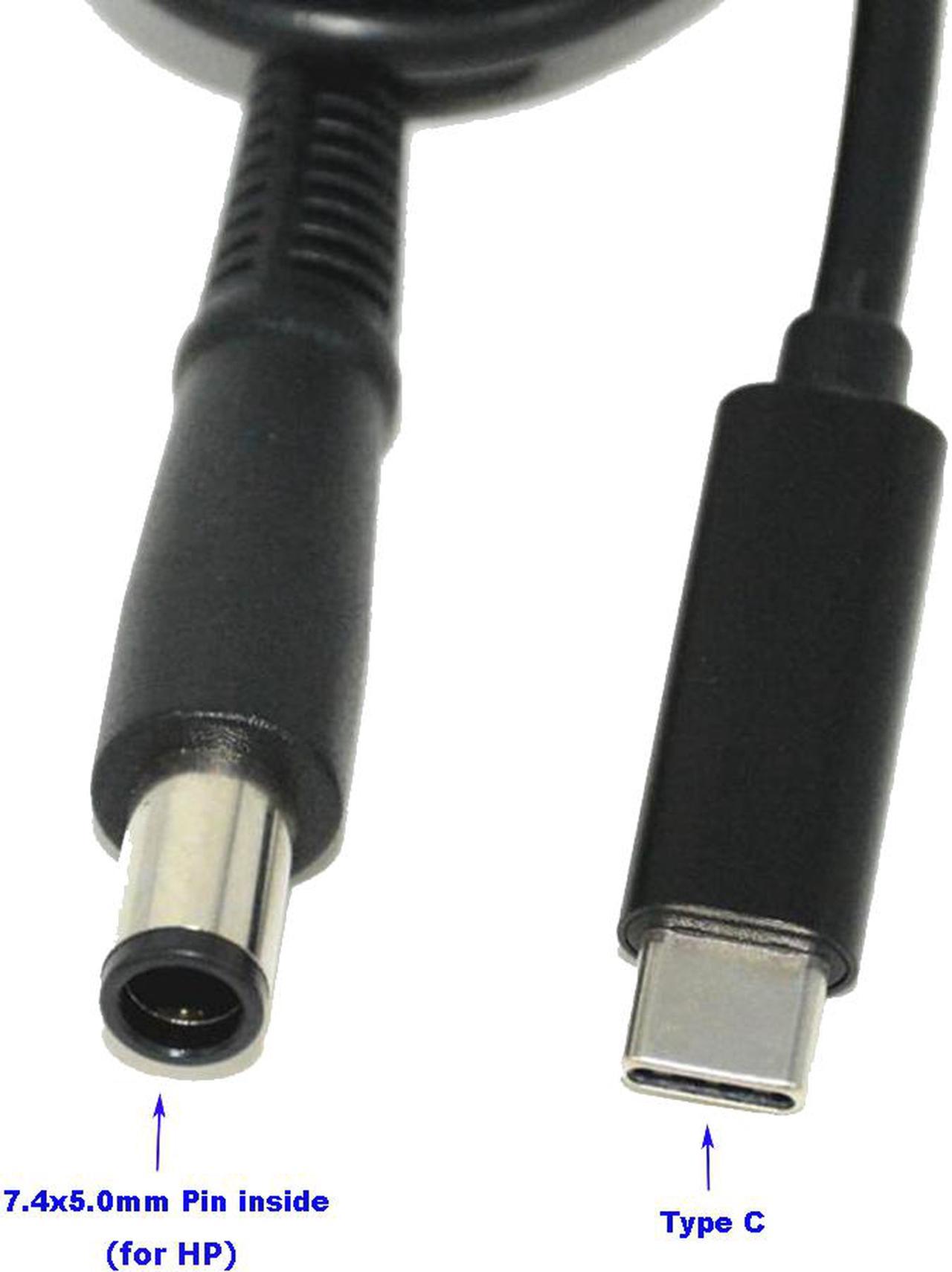 USB-C Type C to 7.4mm*5.0mm Round Tip Charging Power Cable for HP 65W 7.4*5.0mm round tip laptops