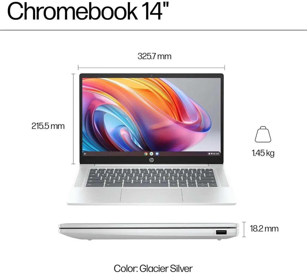 Alt view image 3 of 4 - HP Chromebook 14a-nf0000nr 14" 4GB 64GB SSD Intel Processor N100 1.10GHz ChromeOS, Gray