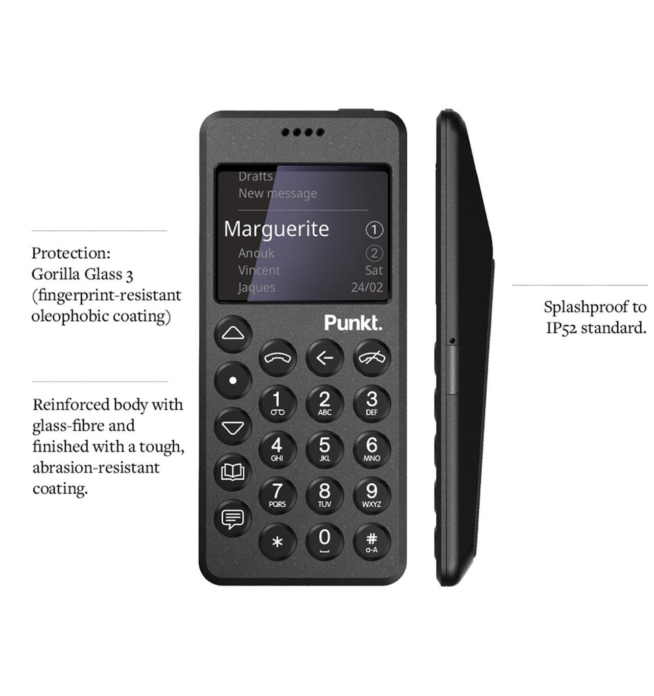 Alt view image 4 of 6 - Punkt. MP02 Minimalist 4G LTE Cell Phone - AT&T/T-Mobile w/ Nano-SIM, 2GB RAM, 16GB Storage - Black