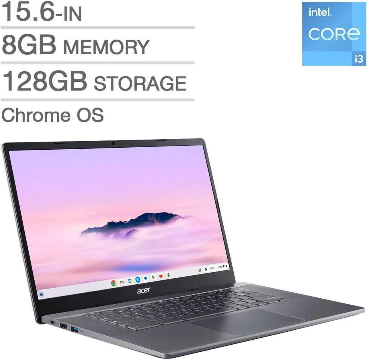Alt view image 7 of 10 - Acer - Chromebook Plus 515  15.6" Full HD Laptop - Intel Core i3-1215U with 8GB LPDDR5X  128GB UFS - Steel Gray