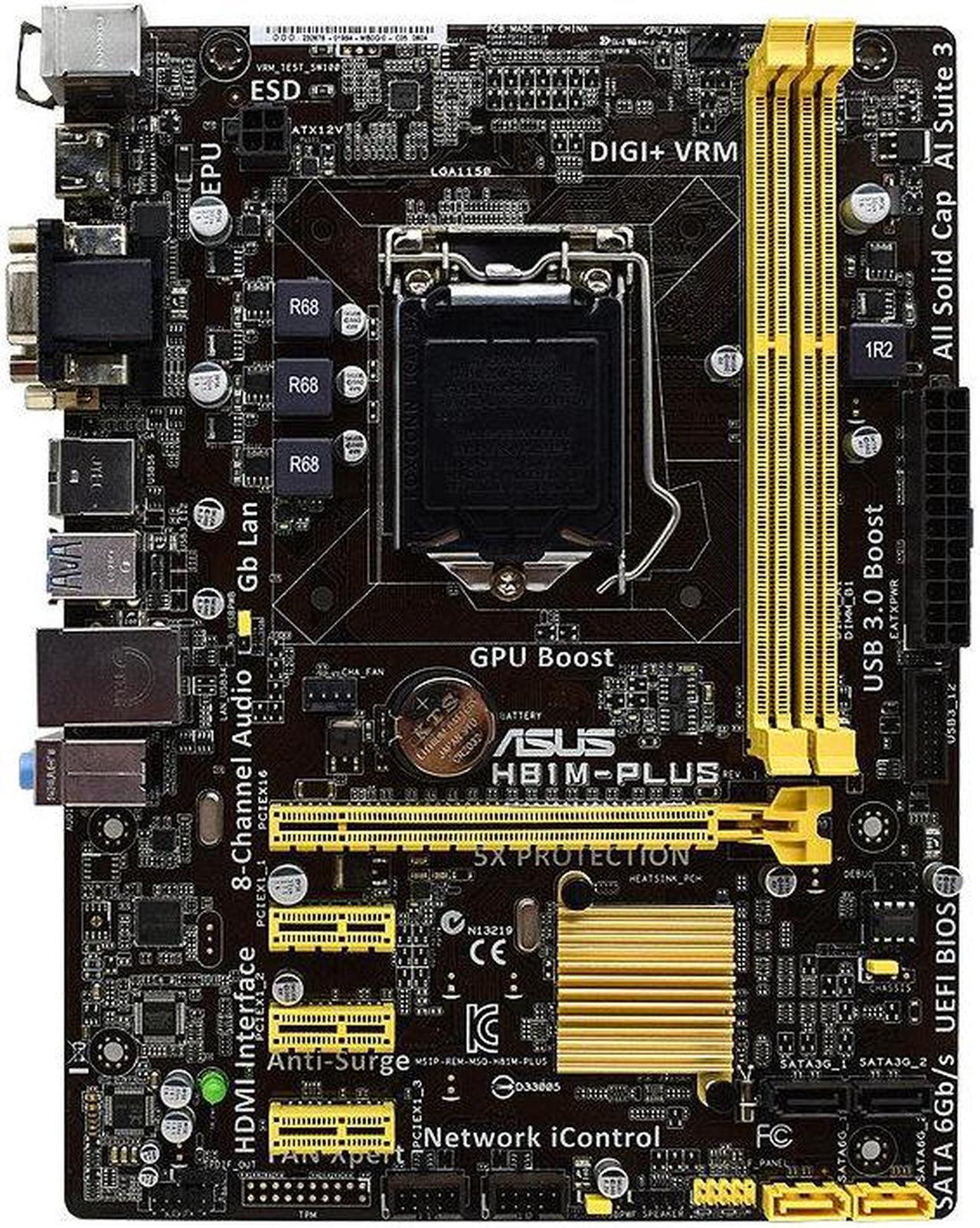 Alt view image 3 of 9 - Asus H81M-PLUS Desktop Motherboard - Intel H81 Chipset - Socket H3 LGA-1150