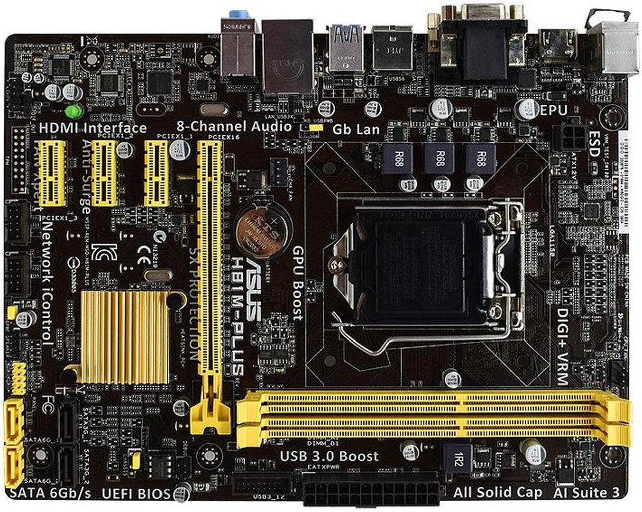 Alt view image 4 of 9 - Asus H81M-PLUS Desktop Motherboard - Intel H81 Chipset - Socket H3 LGA-1150