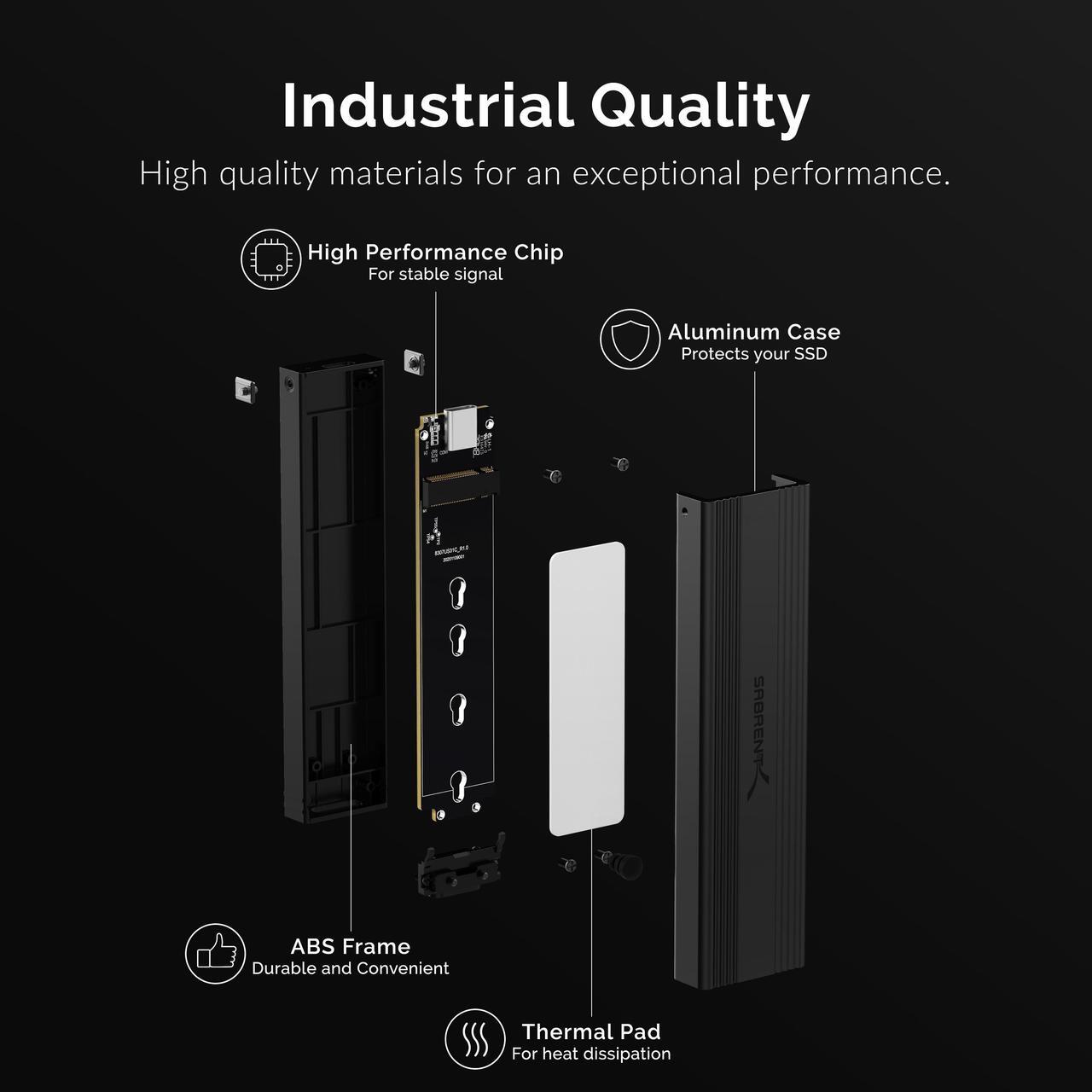 Alt view image 8 of 20 - SABRENT USB 3.2 Type-C Tool-Free Enclosure for M.2 PCIe NVMe and SATA SSDs (EC-SNVE)