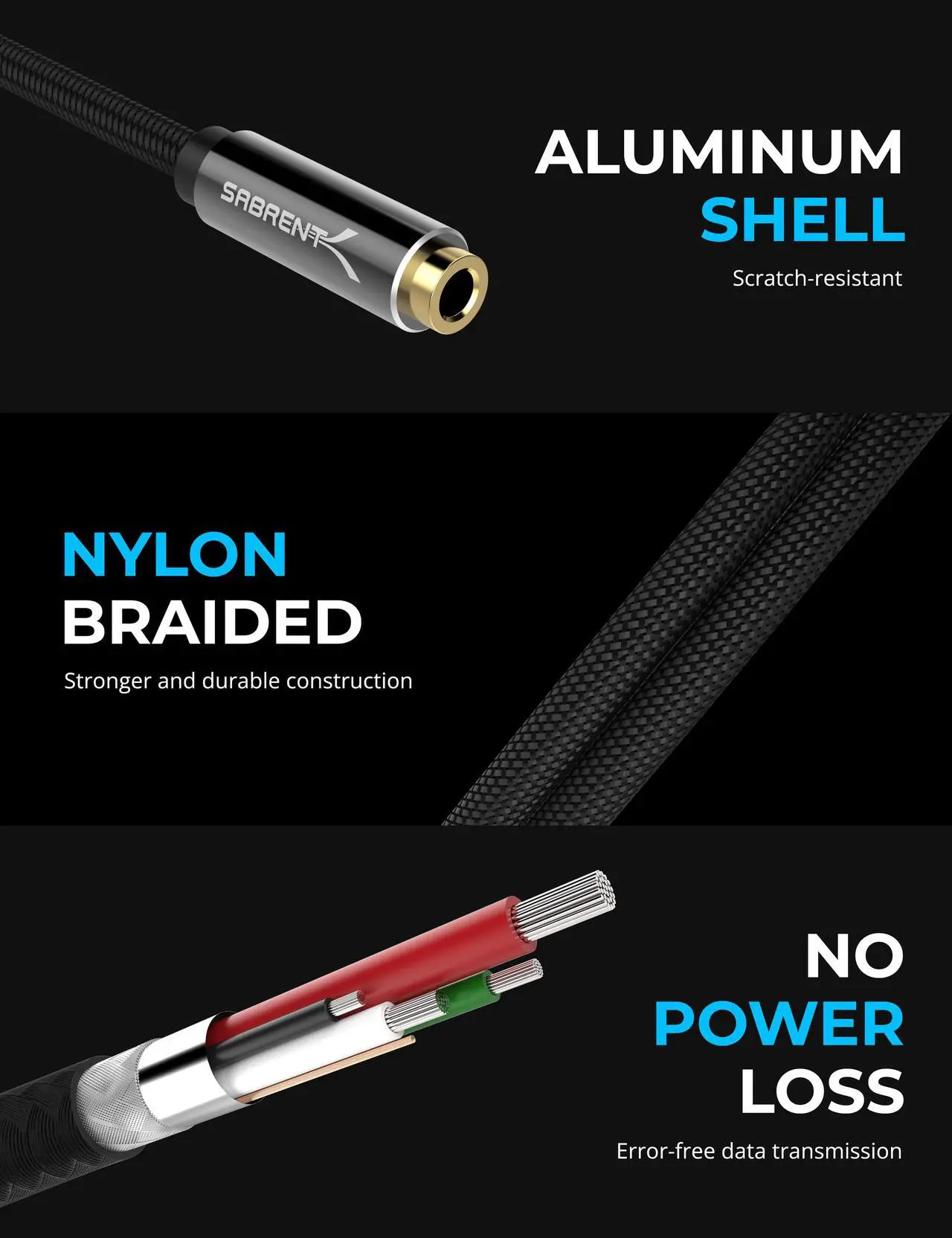 Alt view image 5 of 13 - SABRENT USB Type-A to 3.5mm Dual Function Audio Jack Active Adapter 20" Cable (CB-UA35)