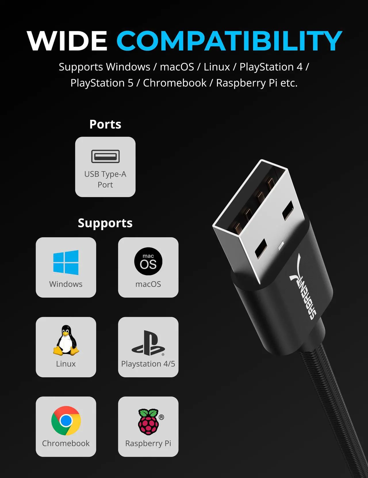 Alt view image 6 of 13 - SABRENT USB Type-A to 3.5mm Dual Function Audio Jack Active Adapter 20" Cable (CB-UA35)