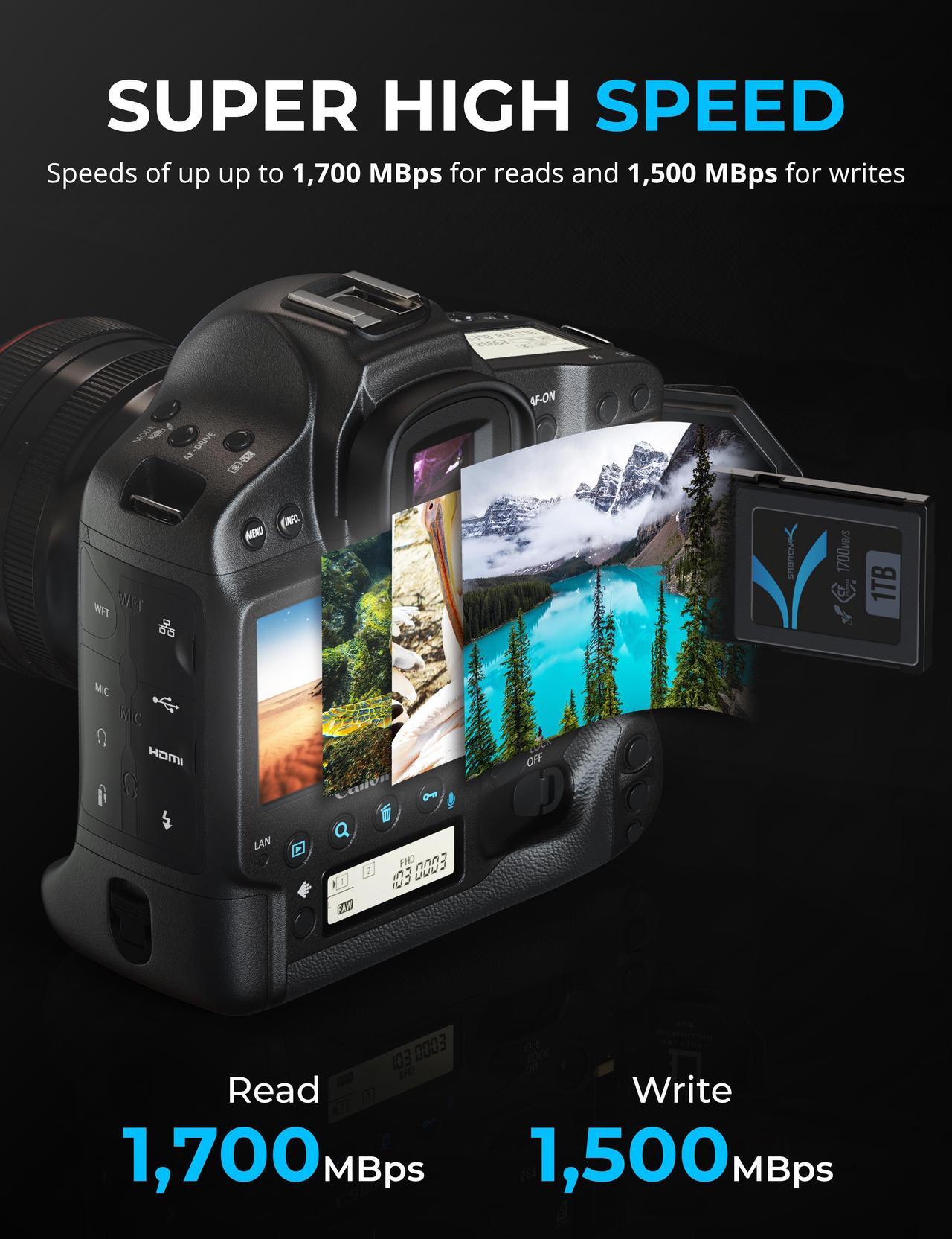 Alt view image 6 of 7 - SABRENT Rocket CFX 1TB CFexpress Type B Memory Card R1700MB/s W1500MB/s (CF-XTBT-1TB)